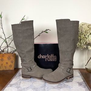 NIB Charlotte Russe Emilio Soft Faux Leather Buckled Tall Riding Boots